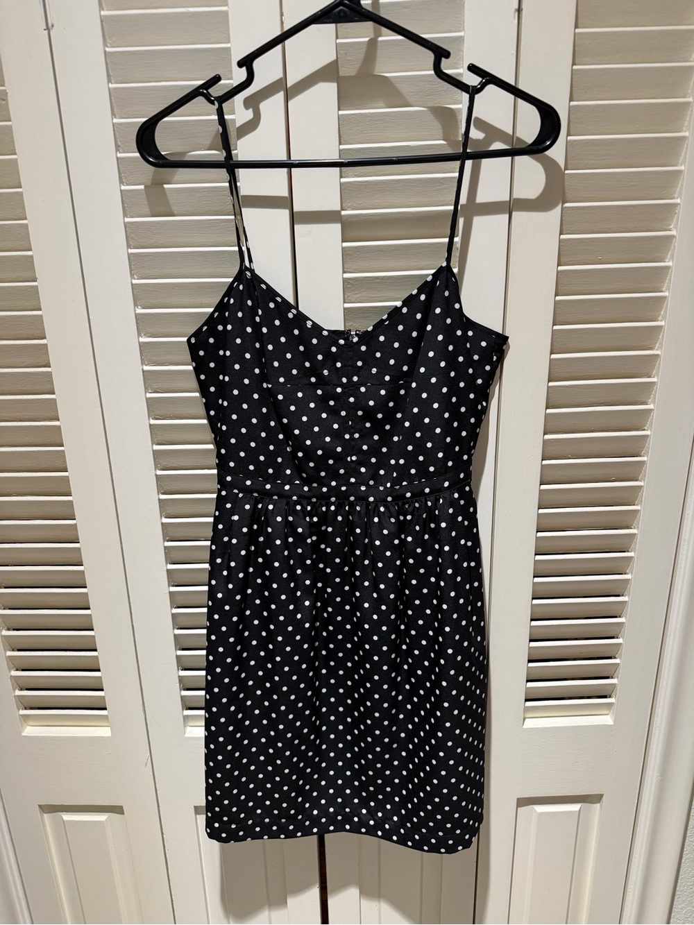 J. Crew Black Dress with White Polka Dots